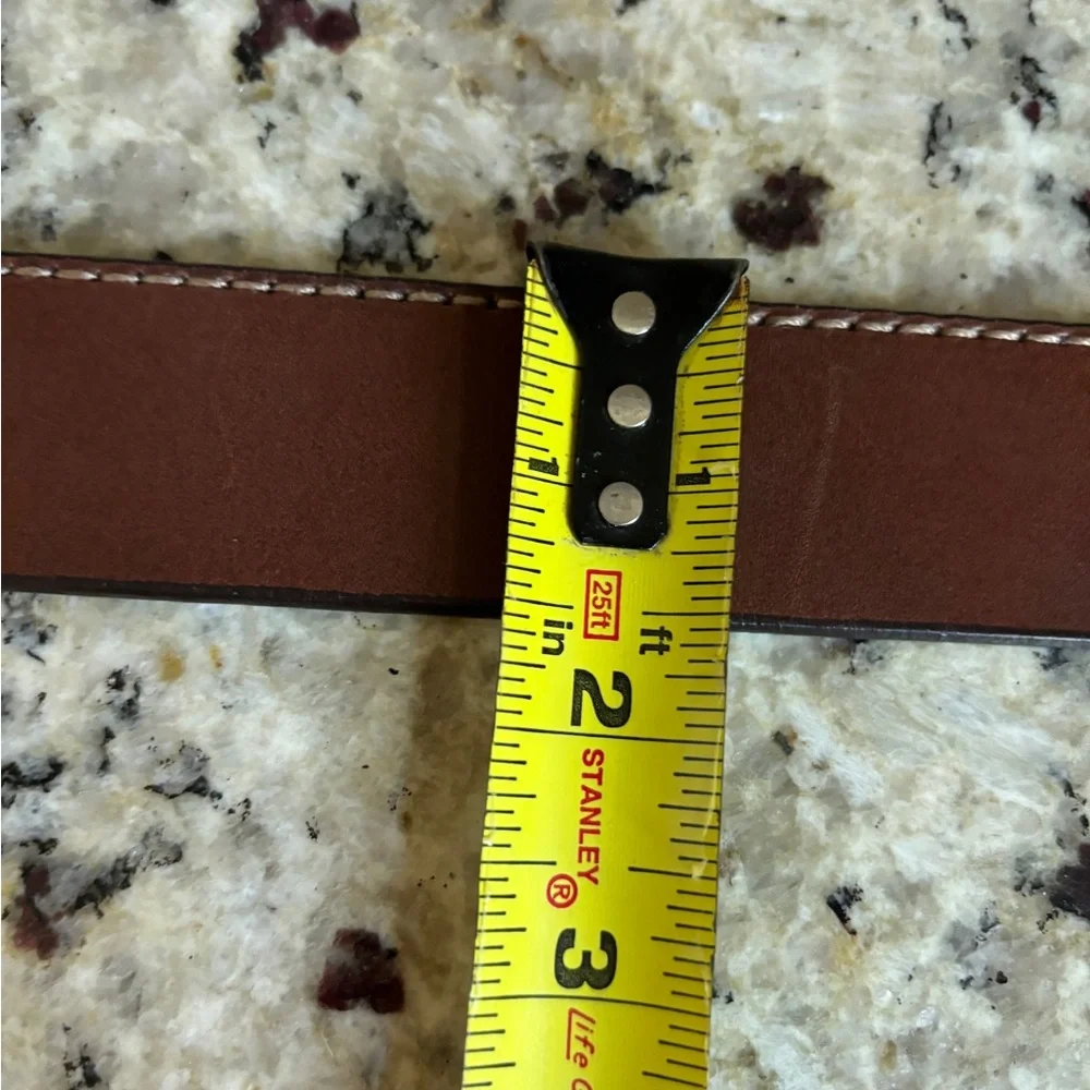 Belt Large Buckle Brown Leather Size 38